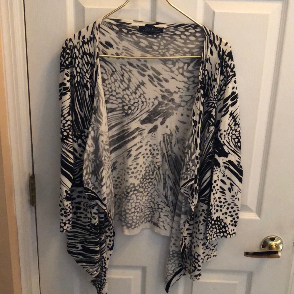 C'est City Animal Print Open Front Cardigan Sz Large